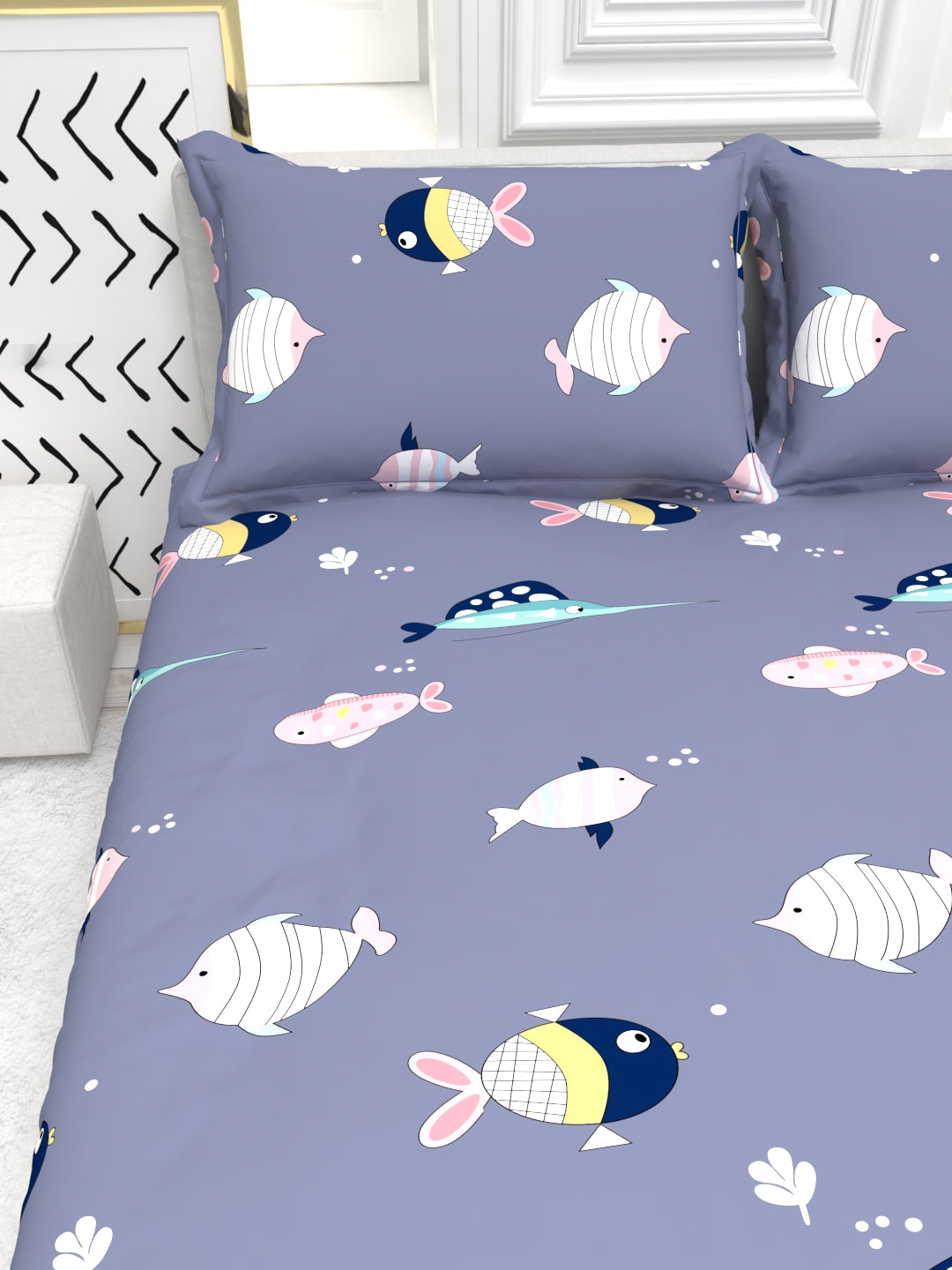 Cider Double Bed Micro-Cotton Sheet Set - Aqua Blue