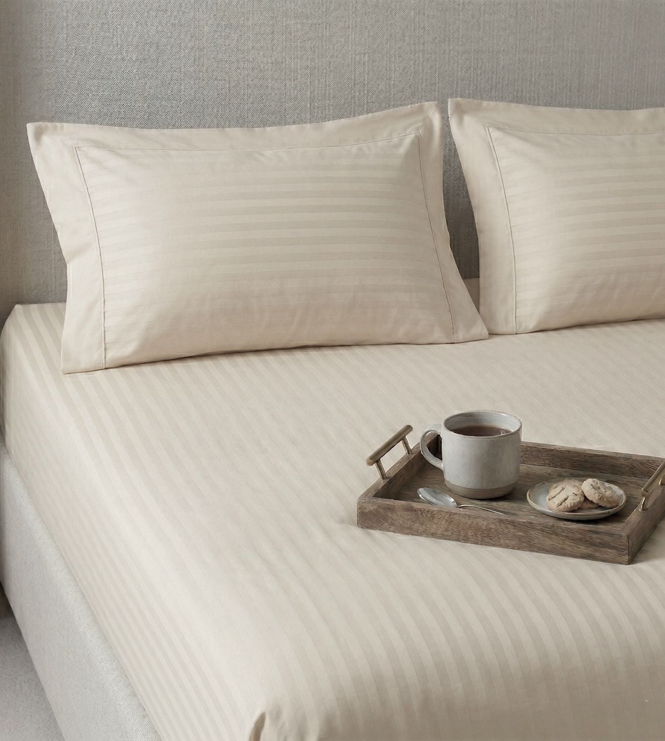 Sapphire 3-Piece 100% Cotton Satin Bedsheet Set - Ivory