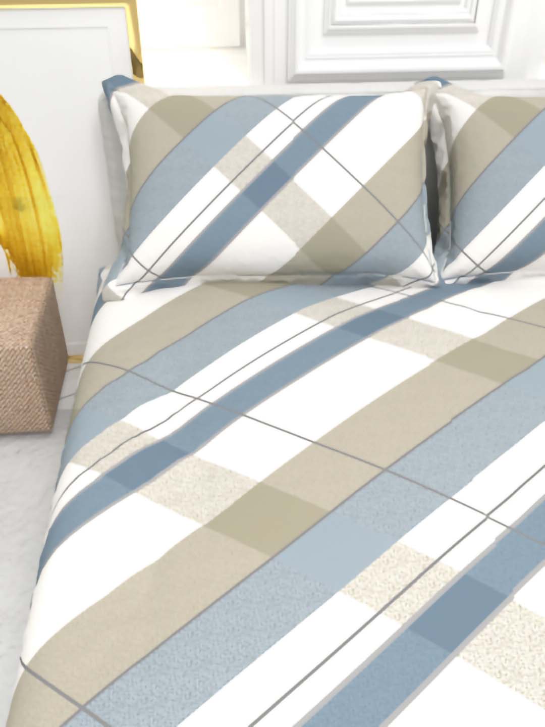 Cider Double Bed Micro-Cotton Sheet Set - White Gray