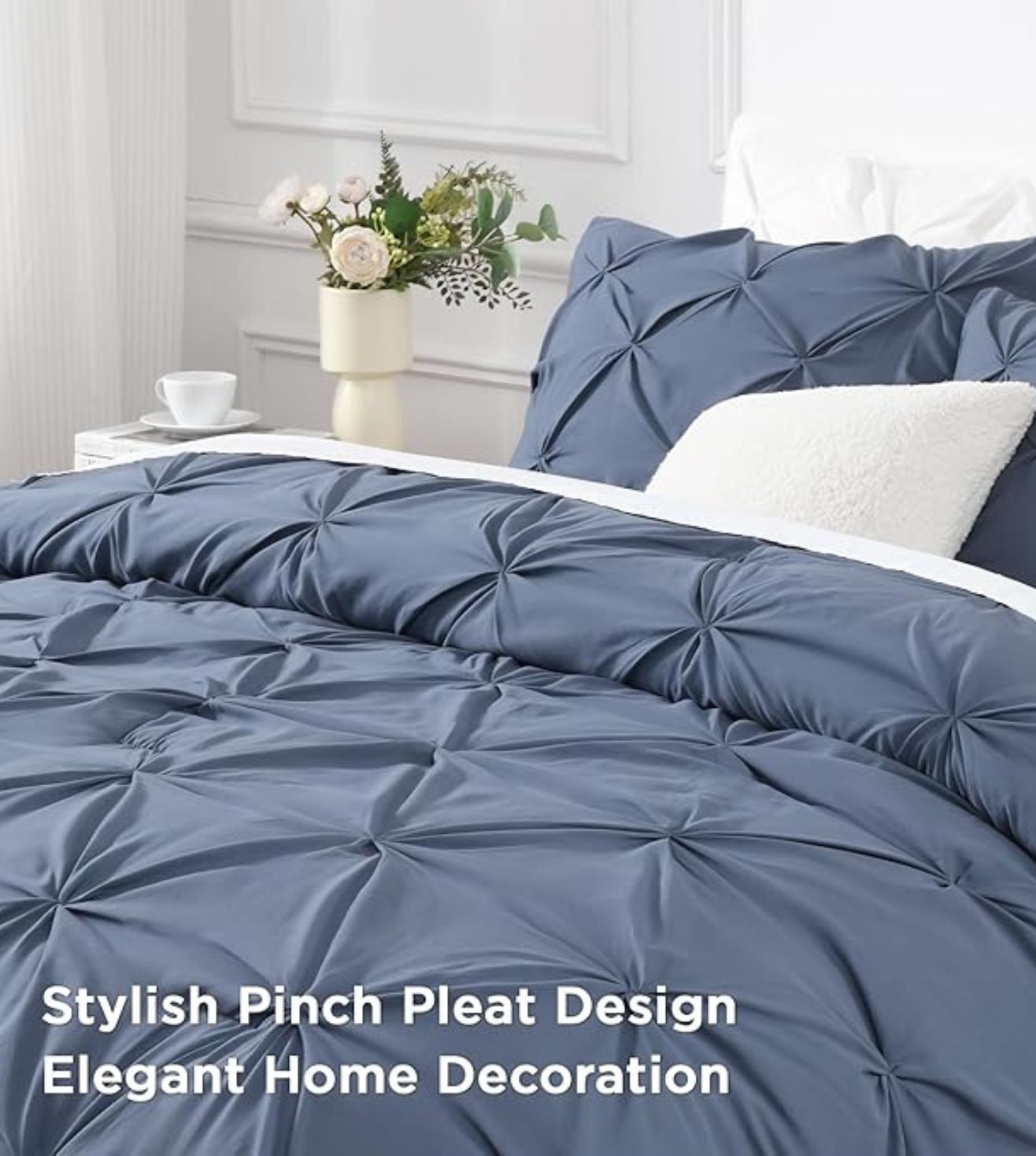 Dune Hand-Crafted Pin Tuck Comforter Set (400Tc Satin) - Blue