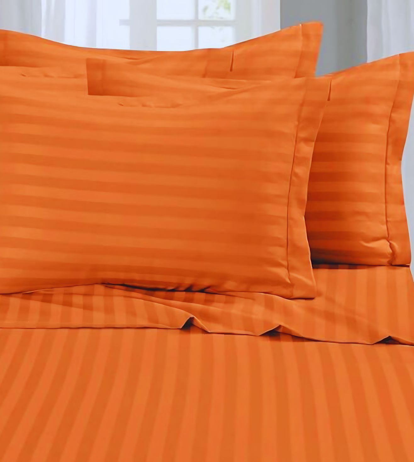 Sapphire 3-Piece 100% Cotton Satin Bedsheet Set - Tangerine Orange