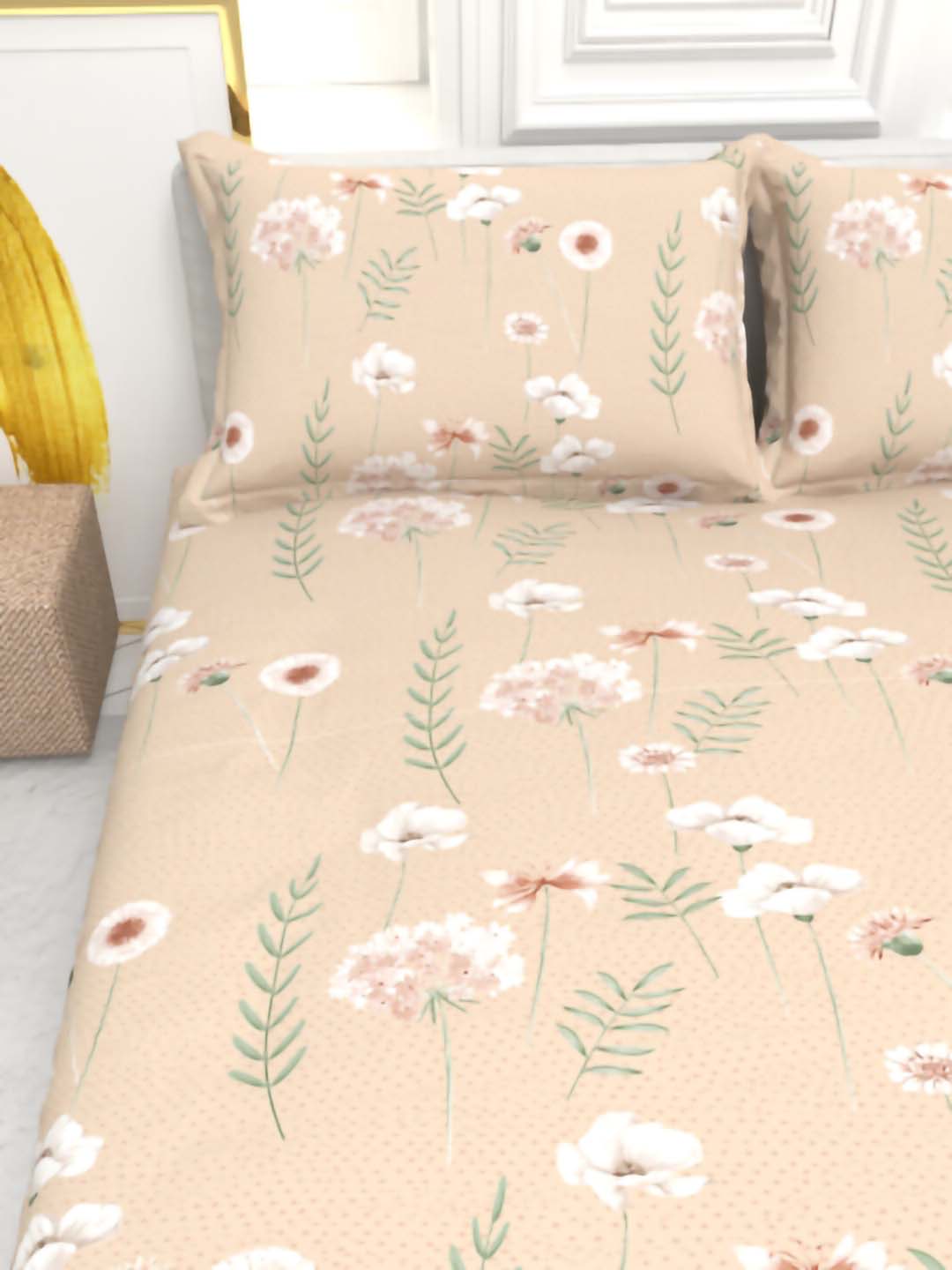 Cider King Size Micro-Cotton Sheet Set - Peach & White
