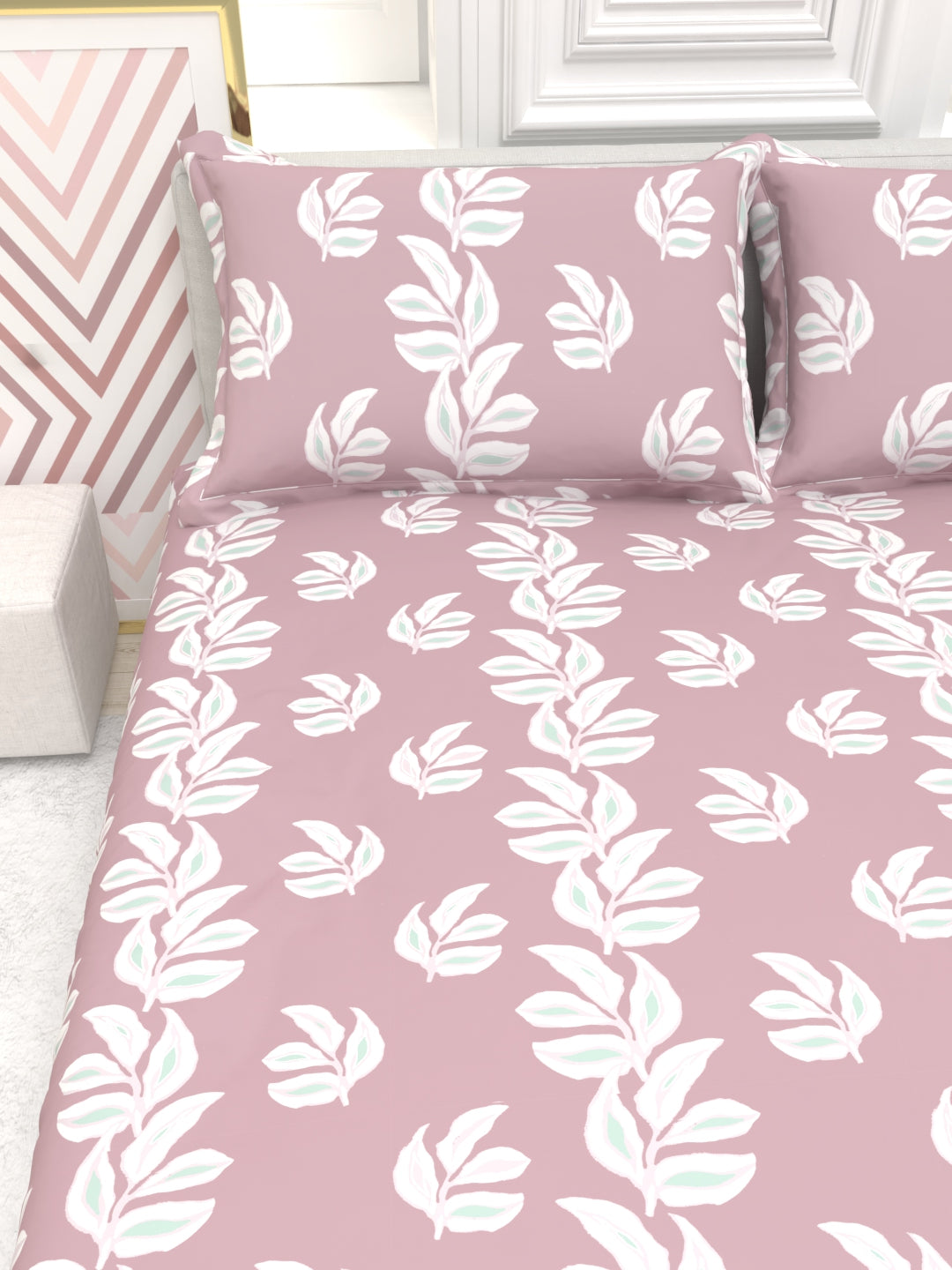 Orchid King Size Percale Bedsheet Set - Blush Pink
