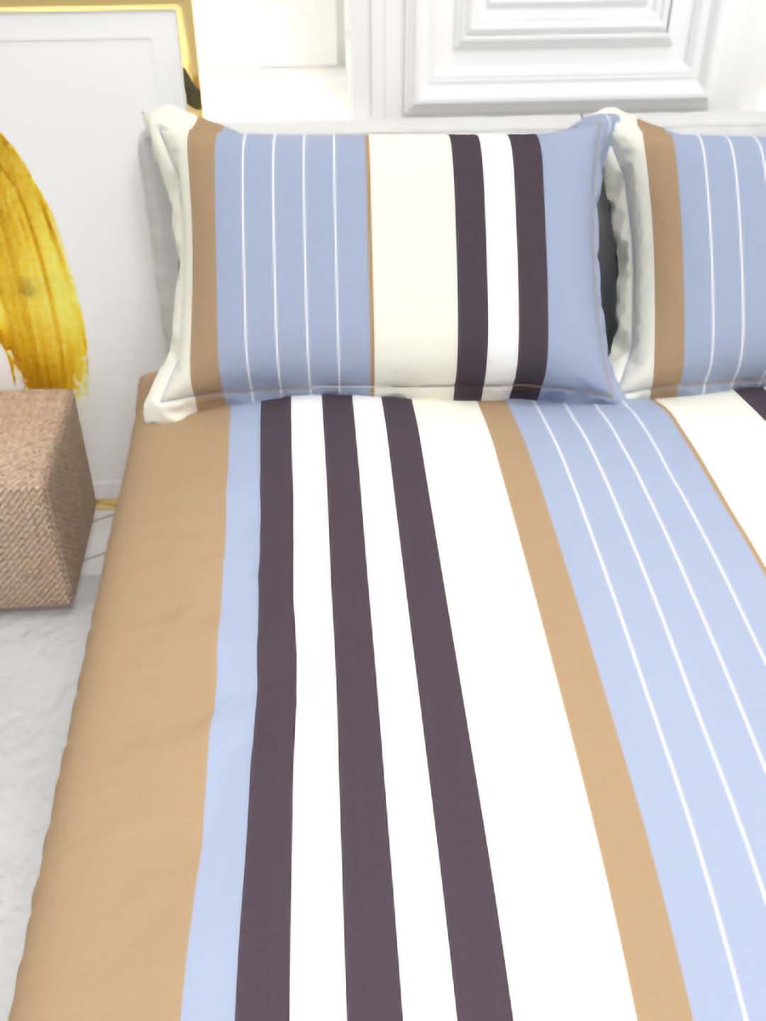 Cider Double Bed Micro-Cotton Sheet Set - Beige Brown
