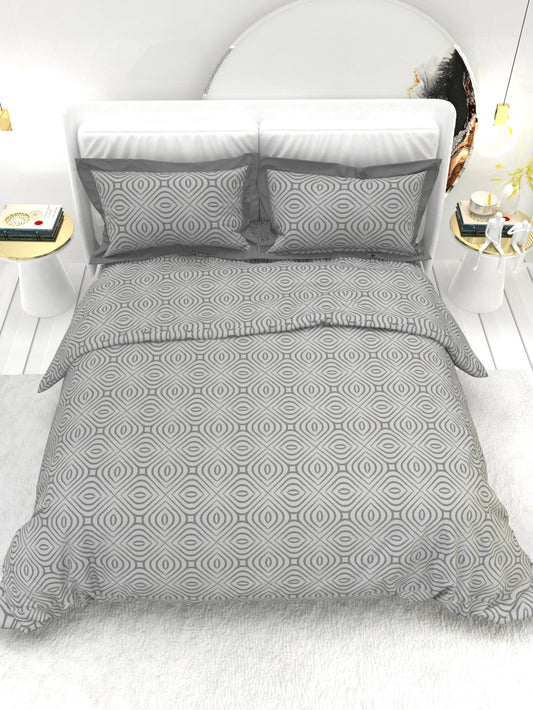 Carnation King Size Bedsheet Set with Contrast Border - Summer Gray