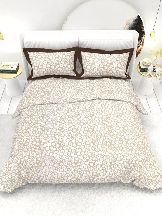 Carnation King Size Bedsheet Set with Contrast Border - Sand