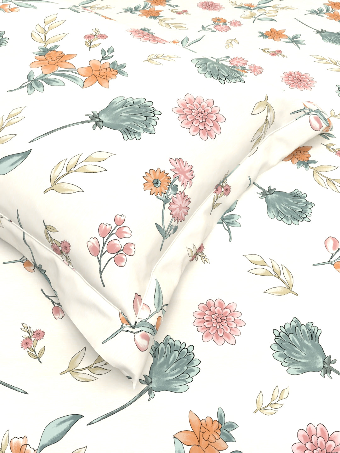 Cider Double Bed Micro-Cotton Sheet Set - Cream & Blush