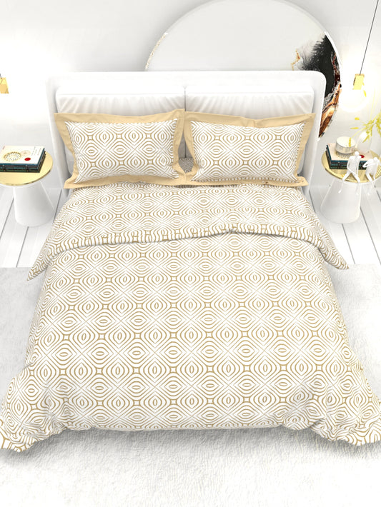 Carnation King Size Bedsheet Set with Contrast Border - Sand
