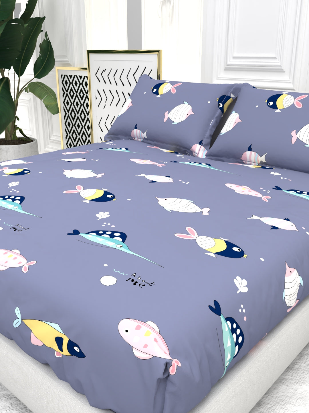 Cider Double Bed Micro-Cotton Sheet Set - Aqua Blue