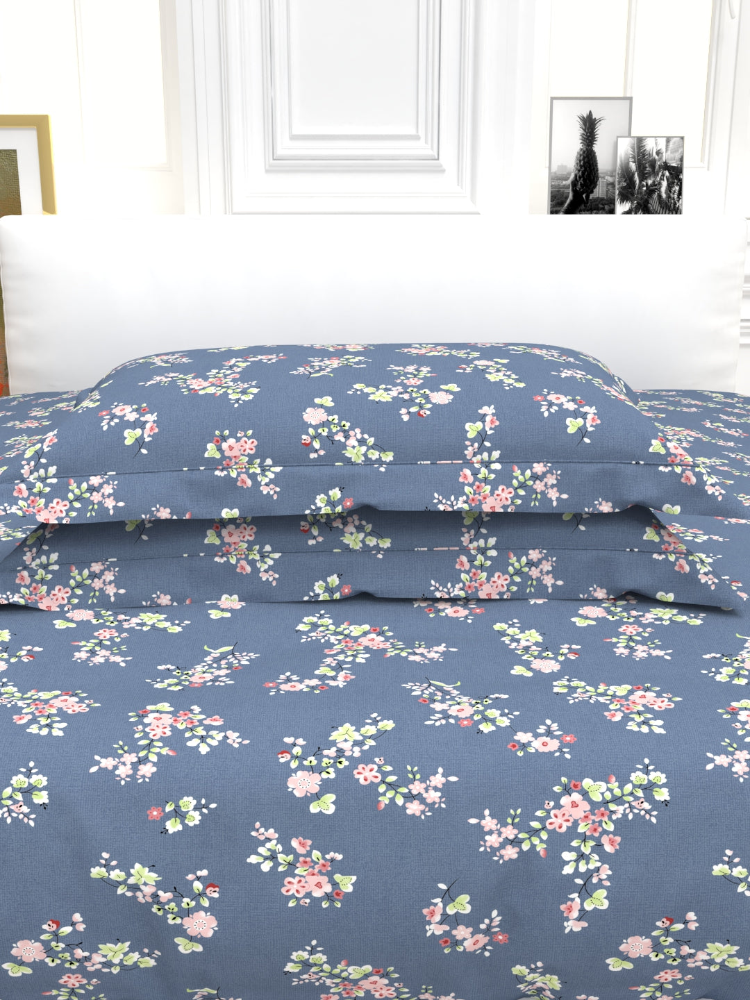 Cider Double Bed Micro-Cotton Sheet Set - Blue