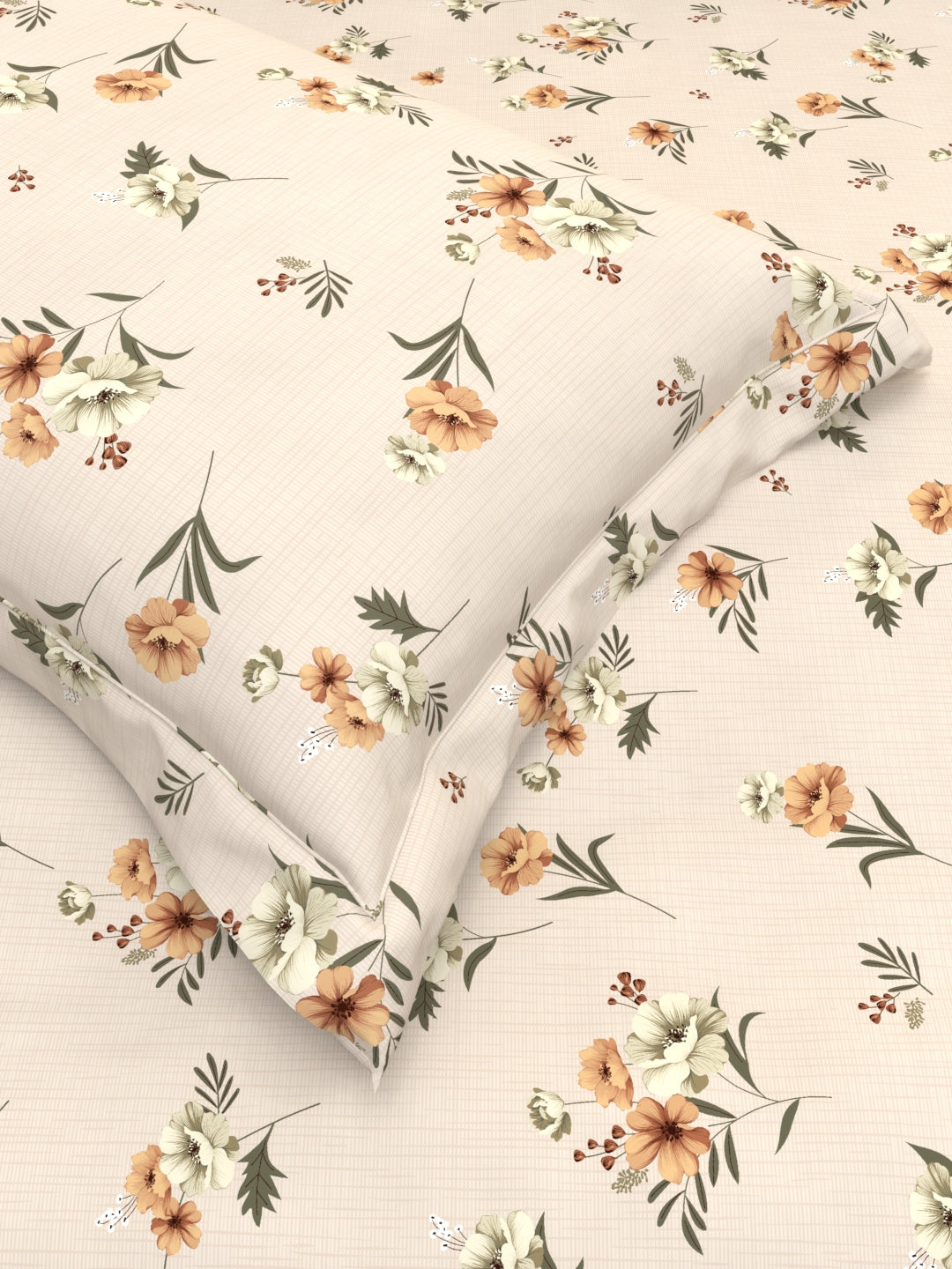 Cider Double Bed Micro-Cotton Sheet Set - Sand & Coral