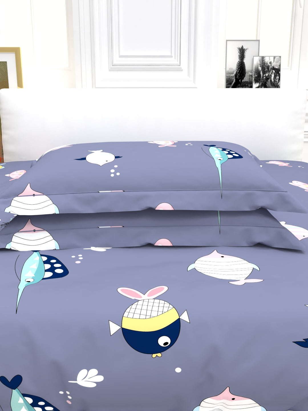 Cider Double Bed Micro-Cotton Sheet Set - Aqua Blue