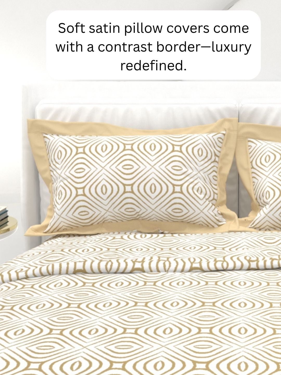 Carnation King Size Bedsheet Set with Contrast Border - Sand