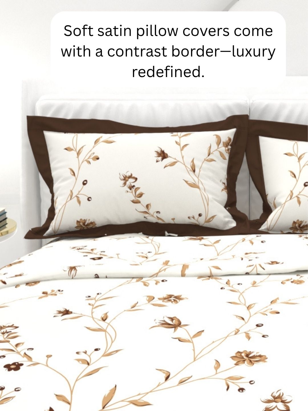 Carnation King Size Bedsheet Set with Contrast Border - White & Gray