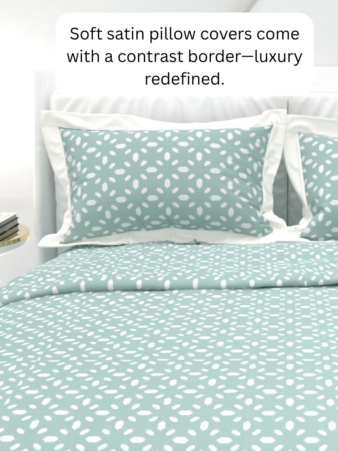 Carnation King Size Bedsheet Set with Contrast Border - Powder Blue