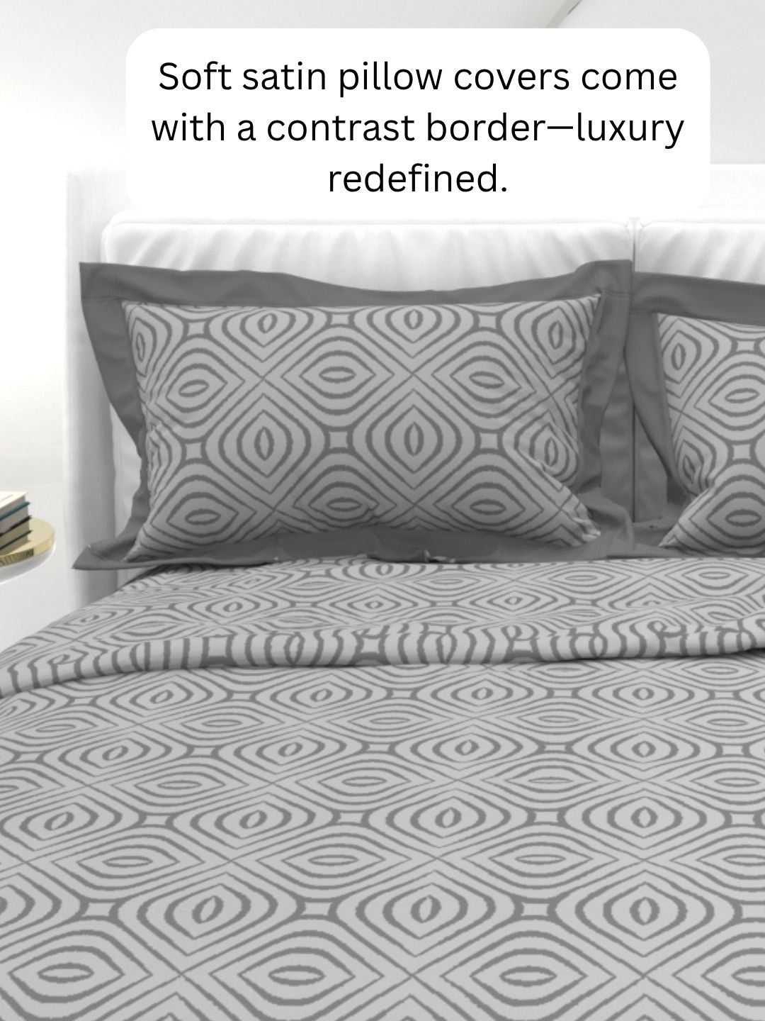 Carnation King Size Bedsheet Set with Contrast Border - Summer Gray