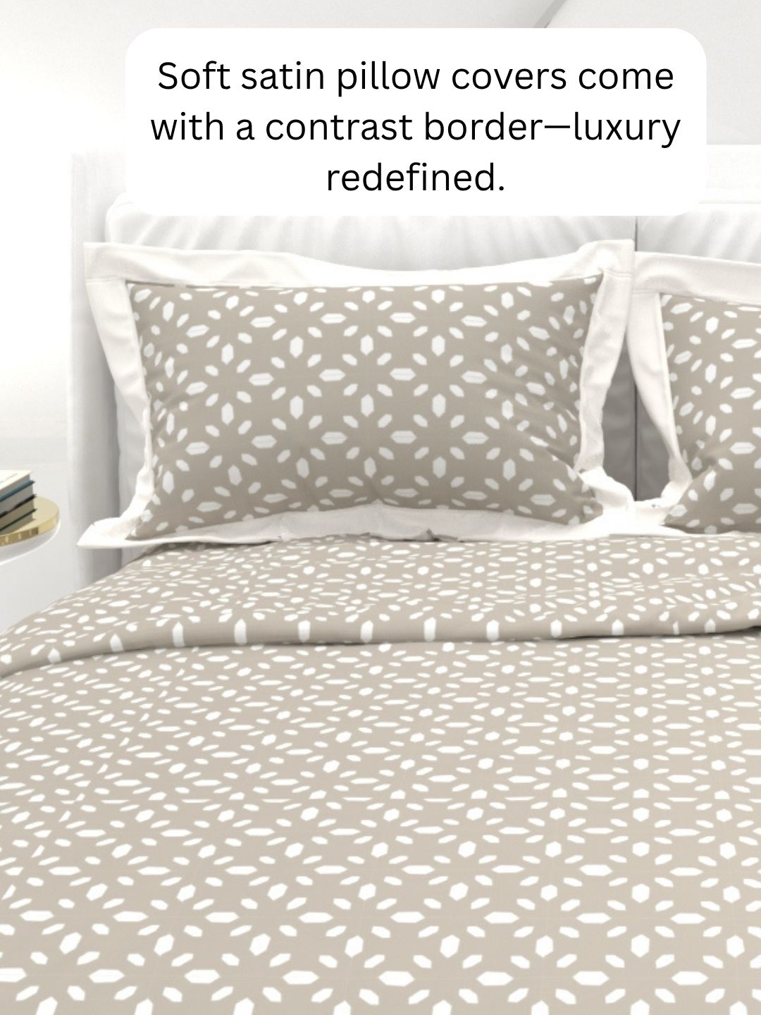 Carnation King Size Bedsheet Set with Contrast Border - Soft Gray