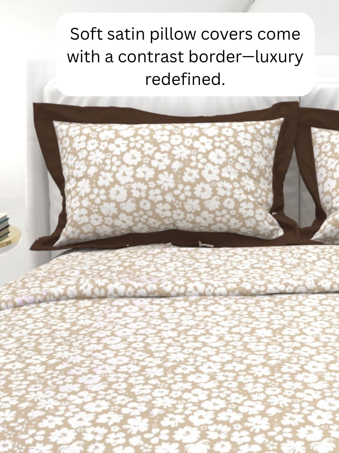 Carnation King Size Bedsheet Set with Contrast Border - Sand