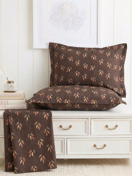 Bruno King Size Reactive Satin Bedsheet Set - Brown