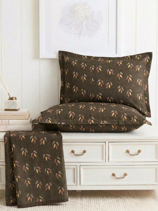 Bruno King Size Reactive Satin Bedsheet Set - Brown