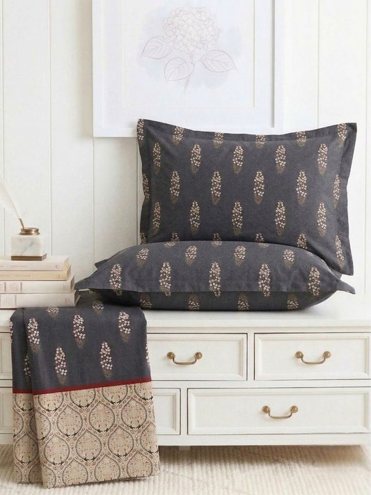 Bruno King Size Reactive Satin Bedsheet Set - Dark Grey