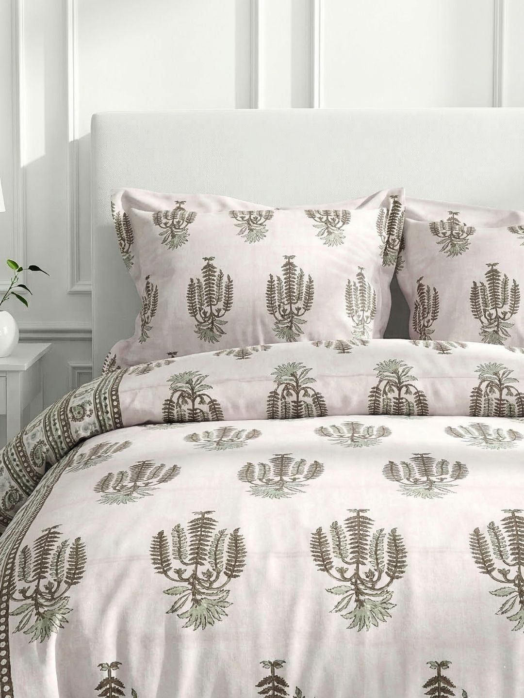 Pure Cotton King Size Bedsheet Set with 2 Pillow Covers - Clay Rose