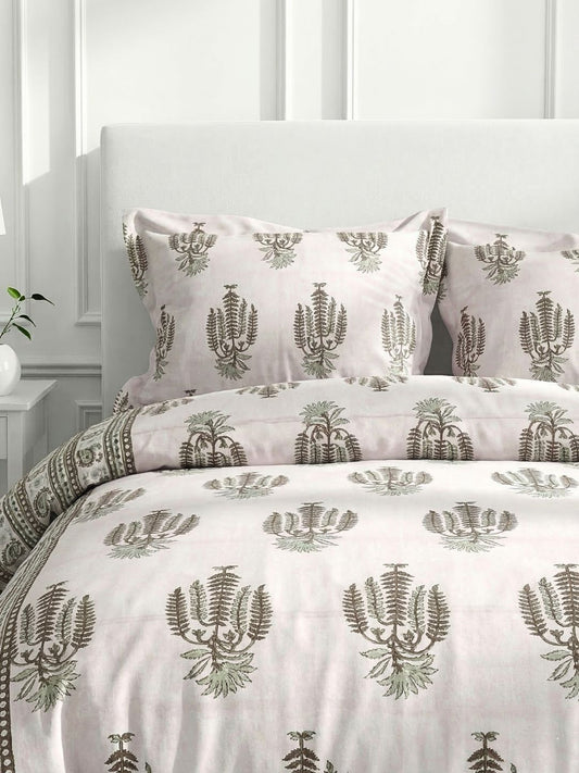 Pure Cotton King Size Bedsheet Set with 2 Pillow Covers - Clay Rose