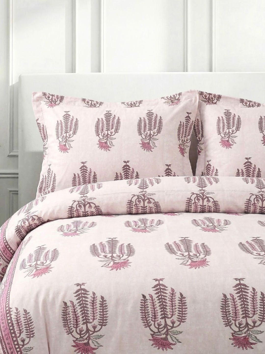 Pure Cotton King Size Bedsheet Set with 2 Pillow Covers - Dusky Plum