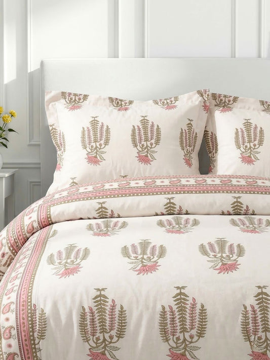 Pure Cotton King Size Bedsheet Set with 2 Pillow Covers - Peach Sand