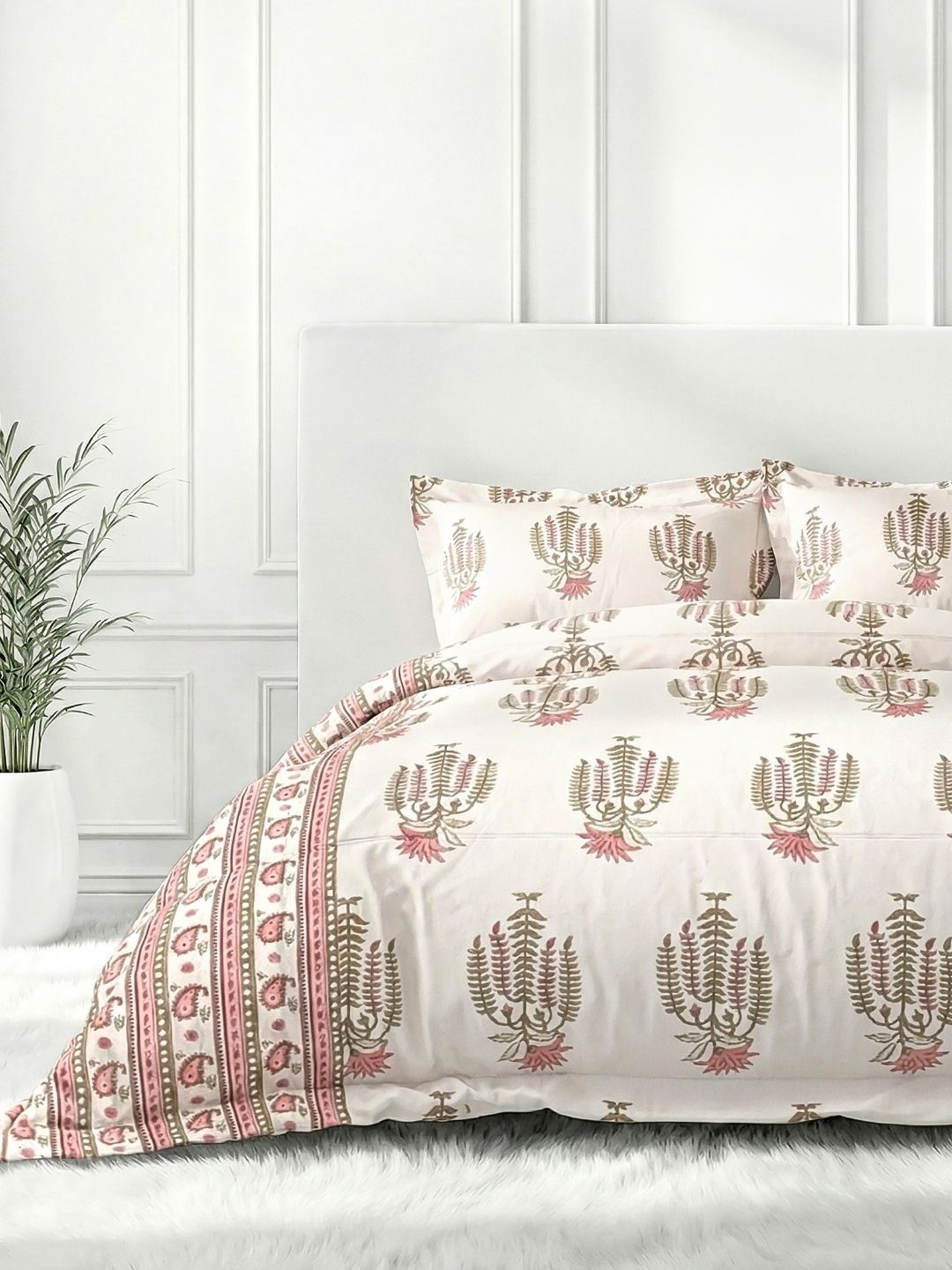 Pure Cotton King Size Bedsheet Set with 2 Pillow Covers - Peach Sand