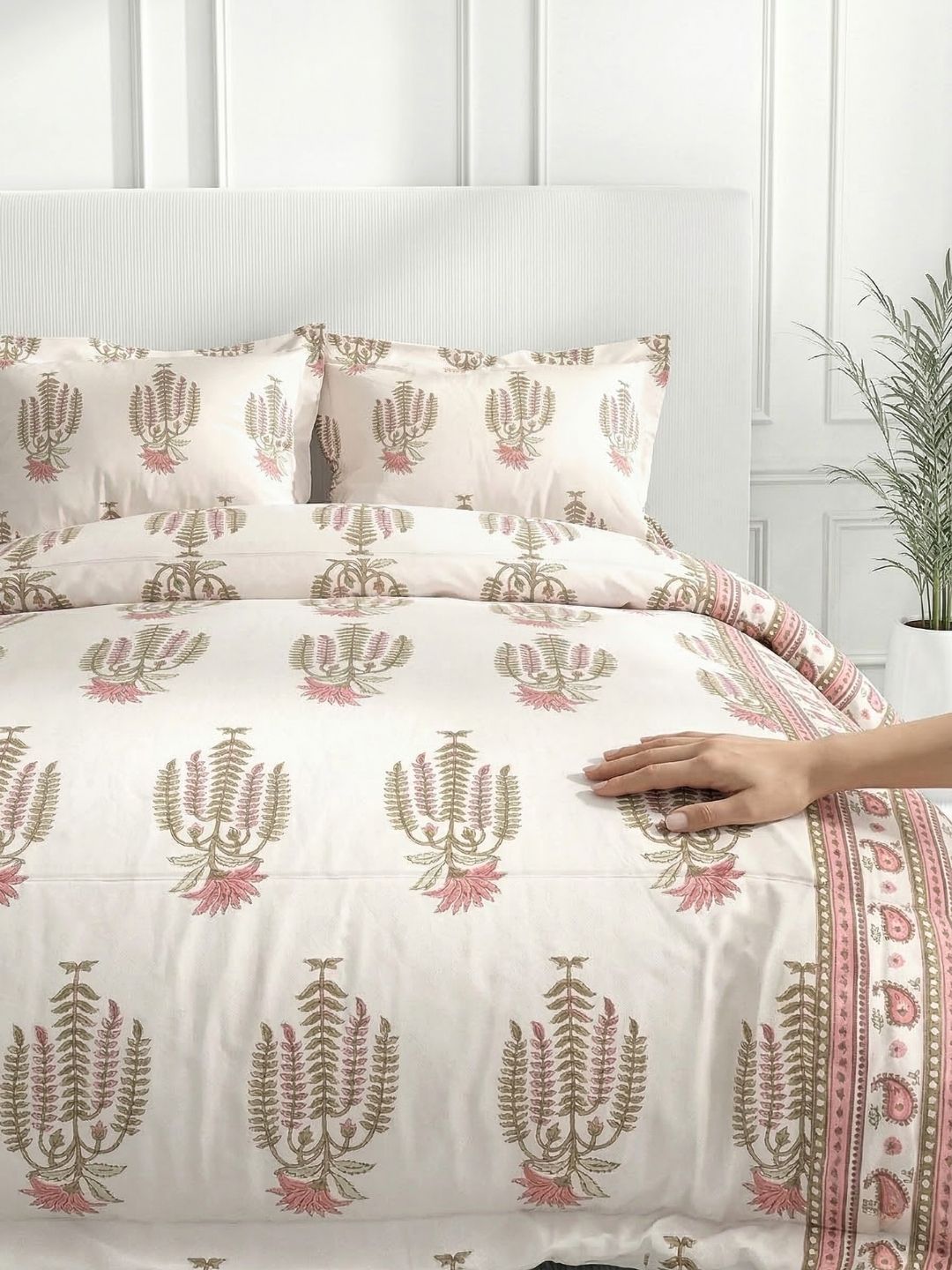 Pure Cotton King Size Bedsheet Set with 2 Pillow Covers - Peach Sand