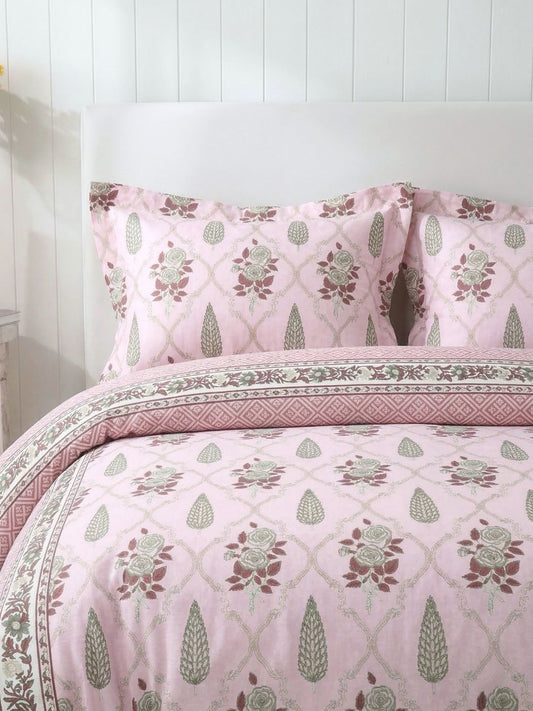 Pure Cotton King Size Bedsheet Set with 2 Pillow Covers - Blush Pink