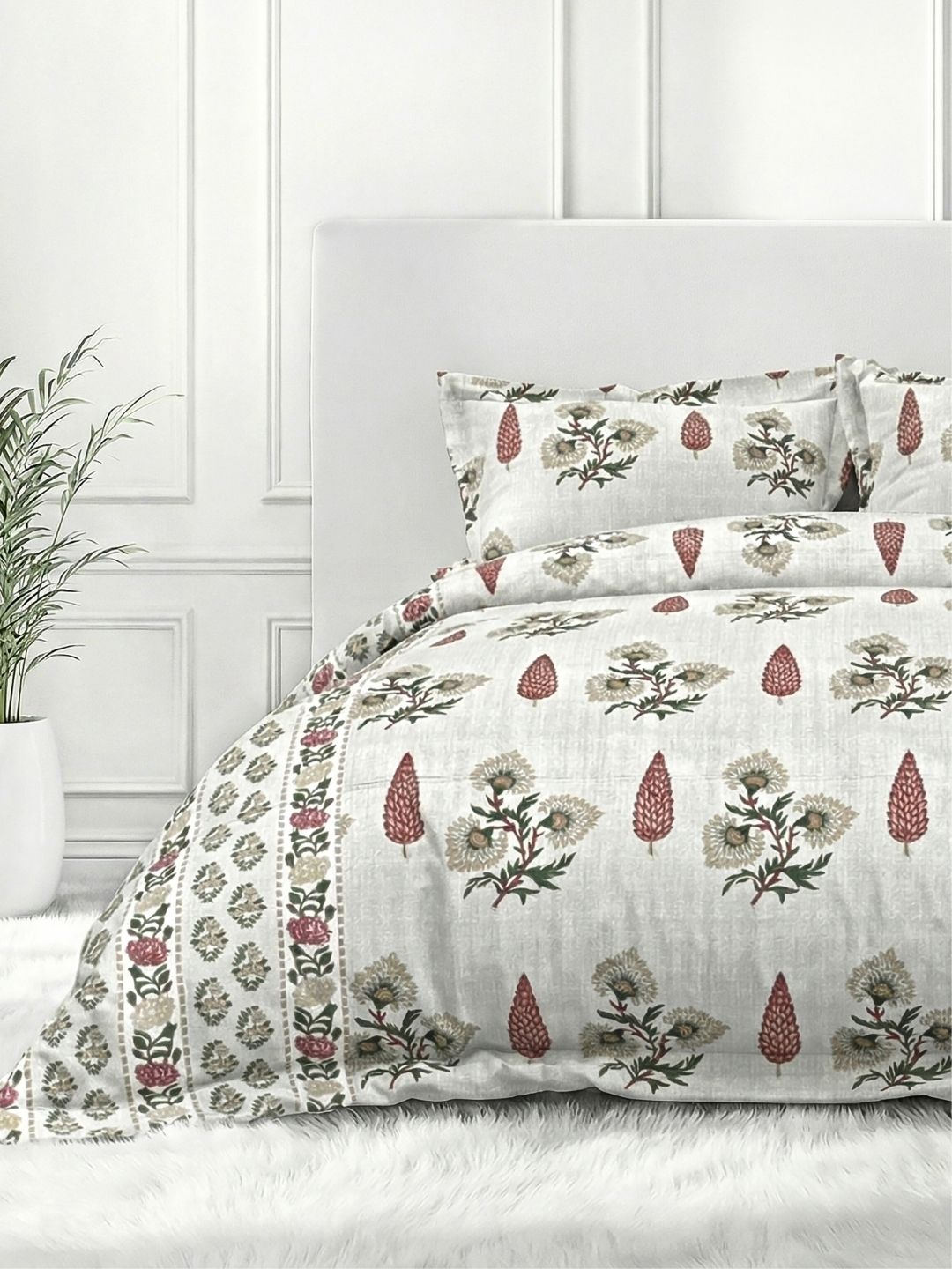 Pure Cotton King Size Bedsheet Set with 2 Pillow Covers - Soft Grey