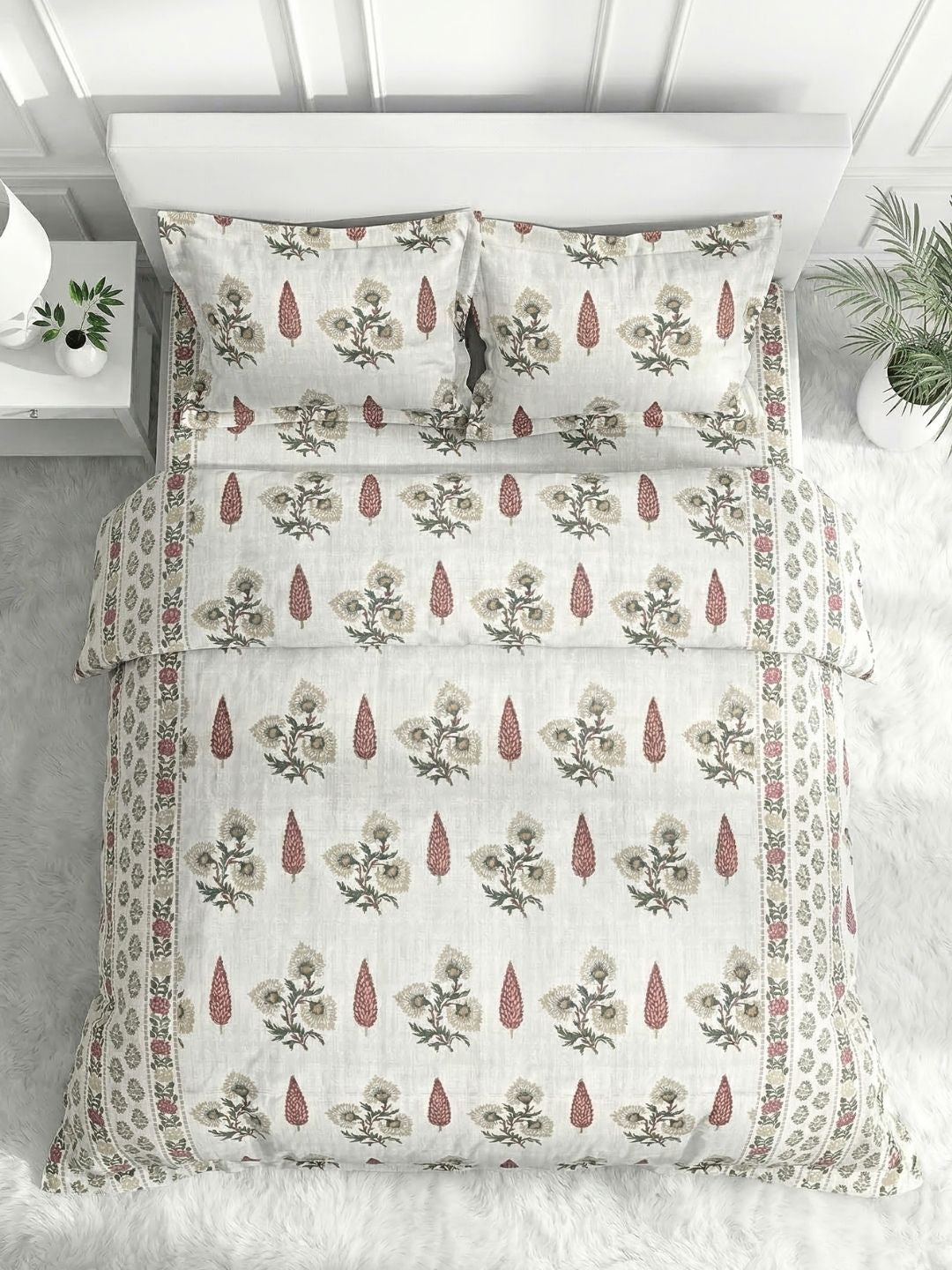 Pure Cotton King Size Bedsheet Set with 2 Pillow Covers - Soft Grey