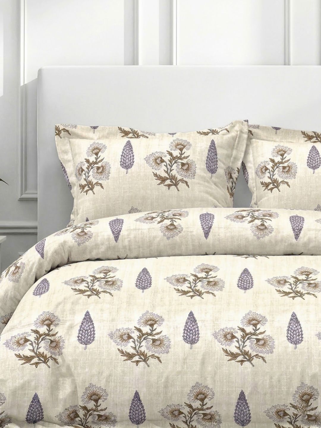 Pure Cotton King Size Bedsheet Set with 2 Pillow Covers - Sand
