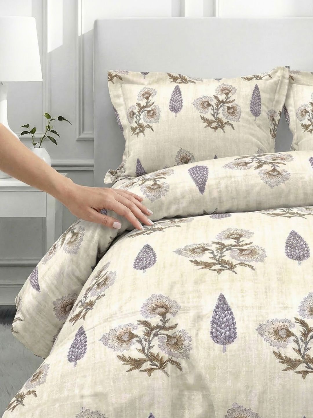 Pure Cotton King Size Bedsheet Set with 2 Pillow Covers - Sand