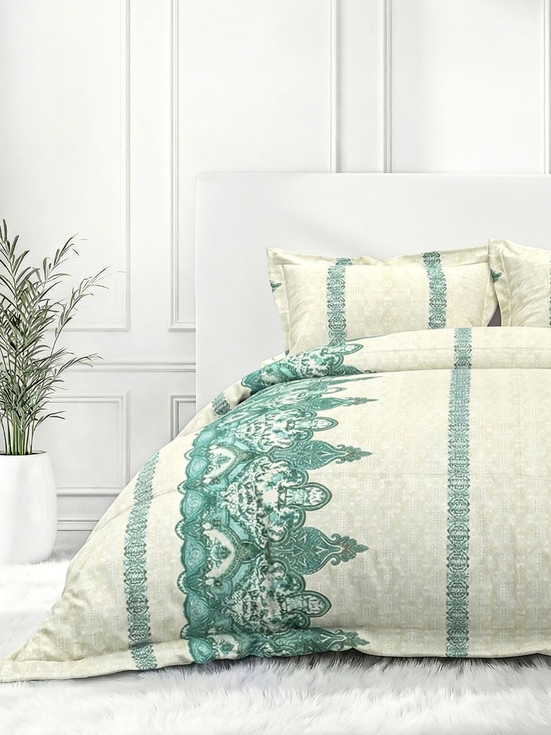 Pure Cotton King Size Bedsheet Set with 2 Pillow Covers - Beige