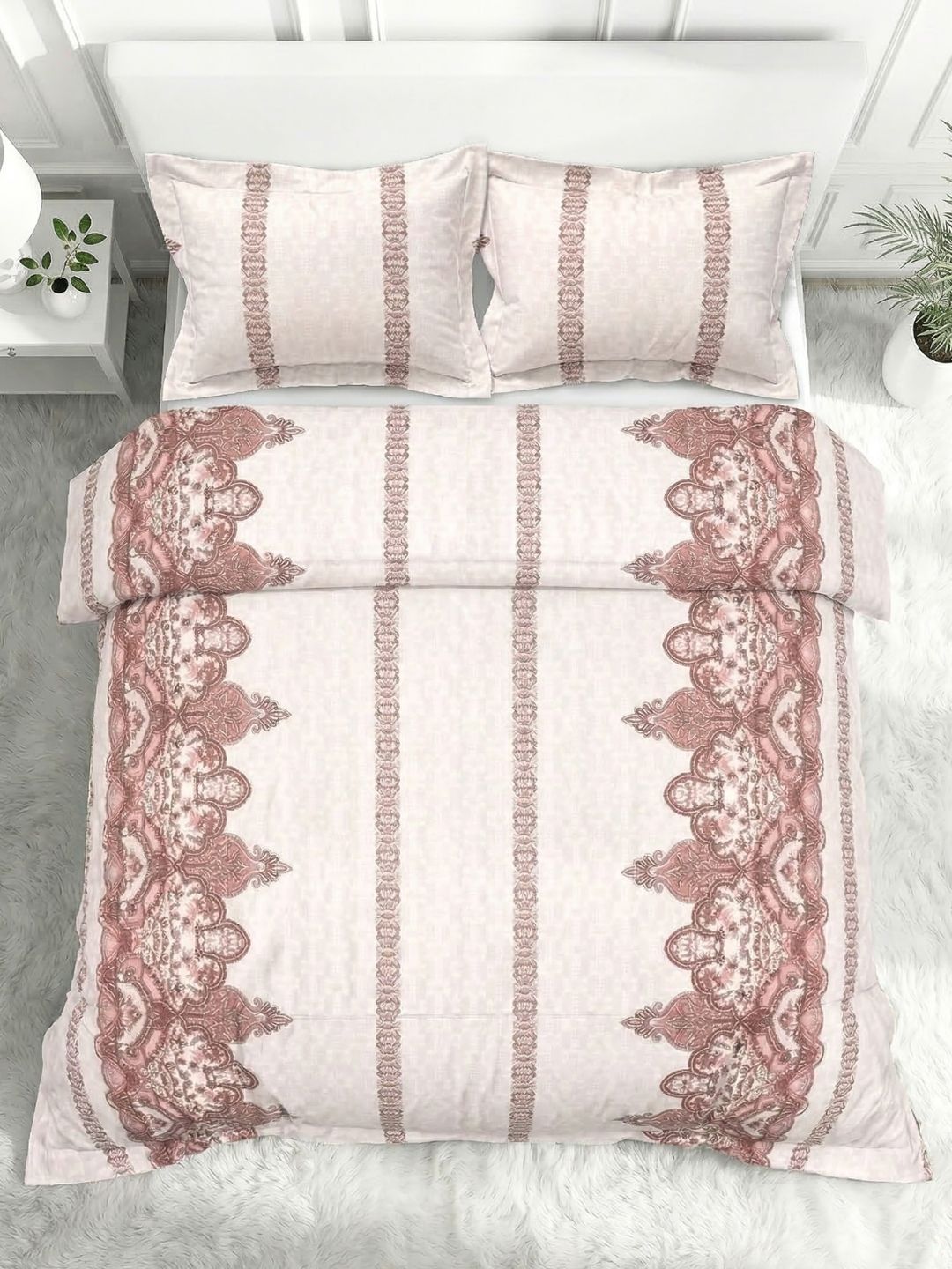 Pure Cotton King Size Bedsheet Set with 2 Pillow Covers - Powder Pink