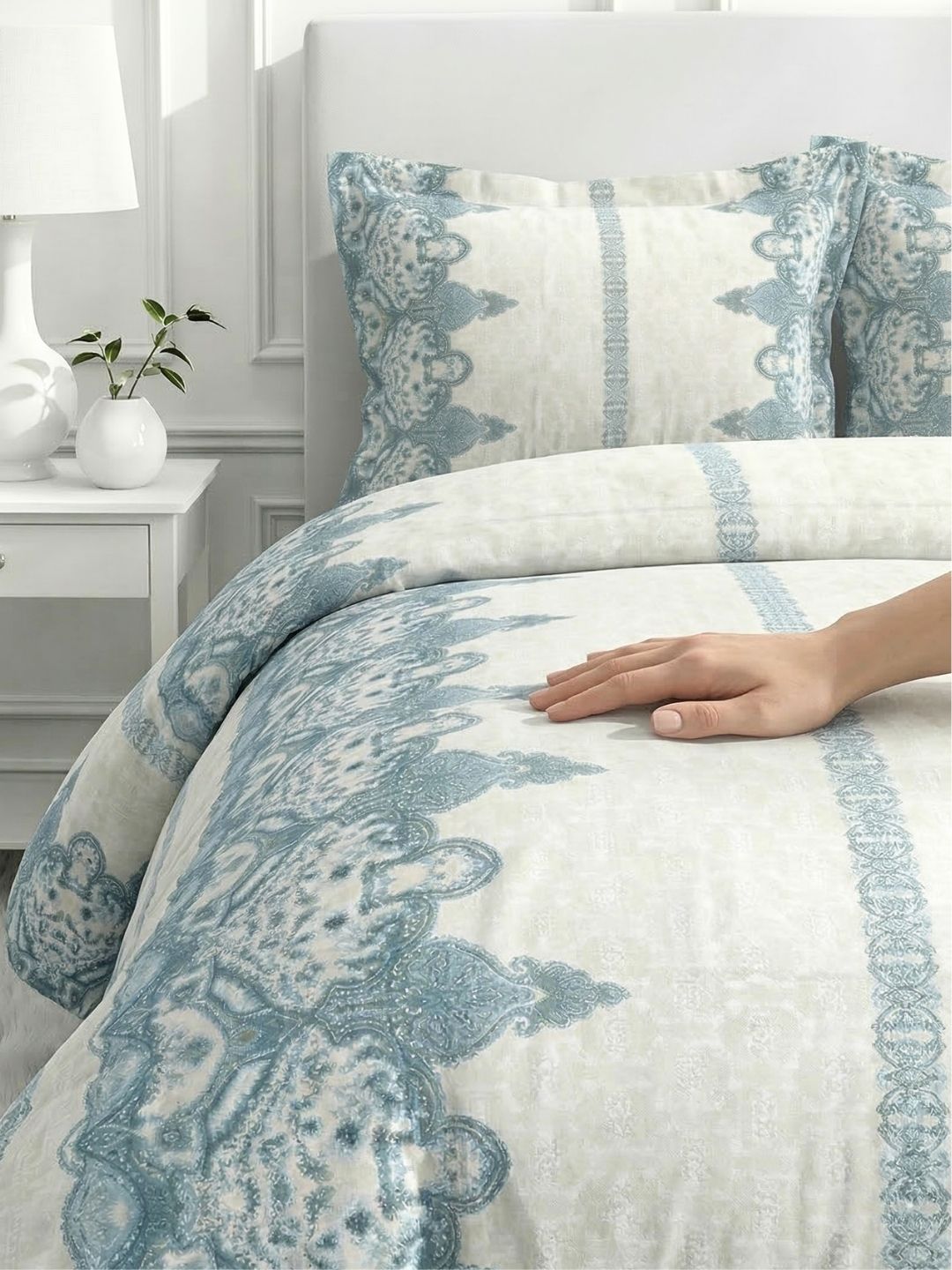 Pure Cotton King Size Bedsheet Set with 2 Pillow Covers - Soft Grey