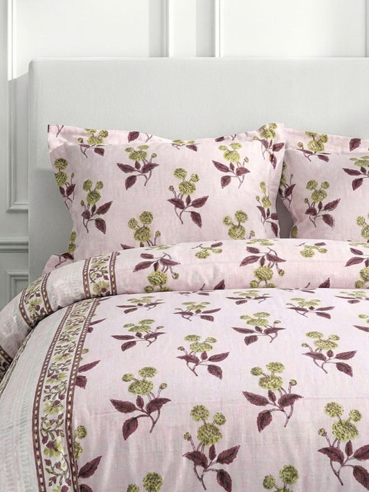 Pure Cotton King Size Bedsheet Set with 2 Pillow Covers - Dusky Pink