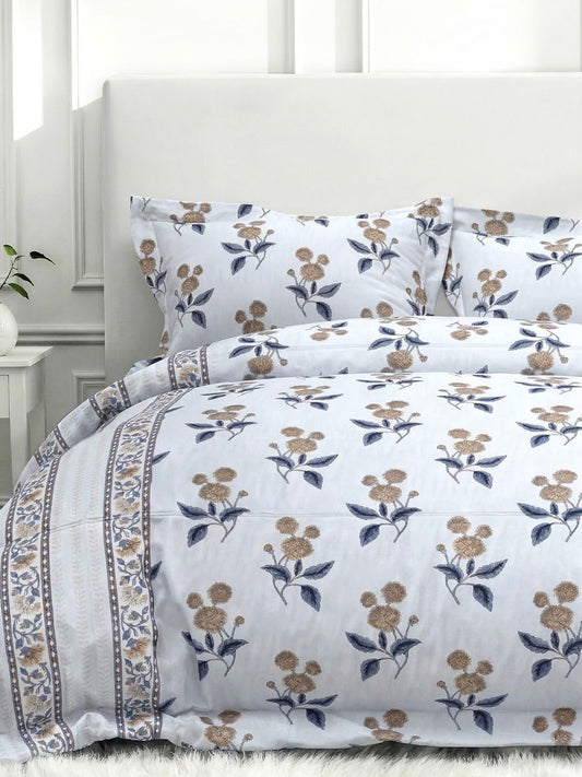 Pure Cotton King Size Bedsheet Set with 2 Pillow Covers - Aqua Blue