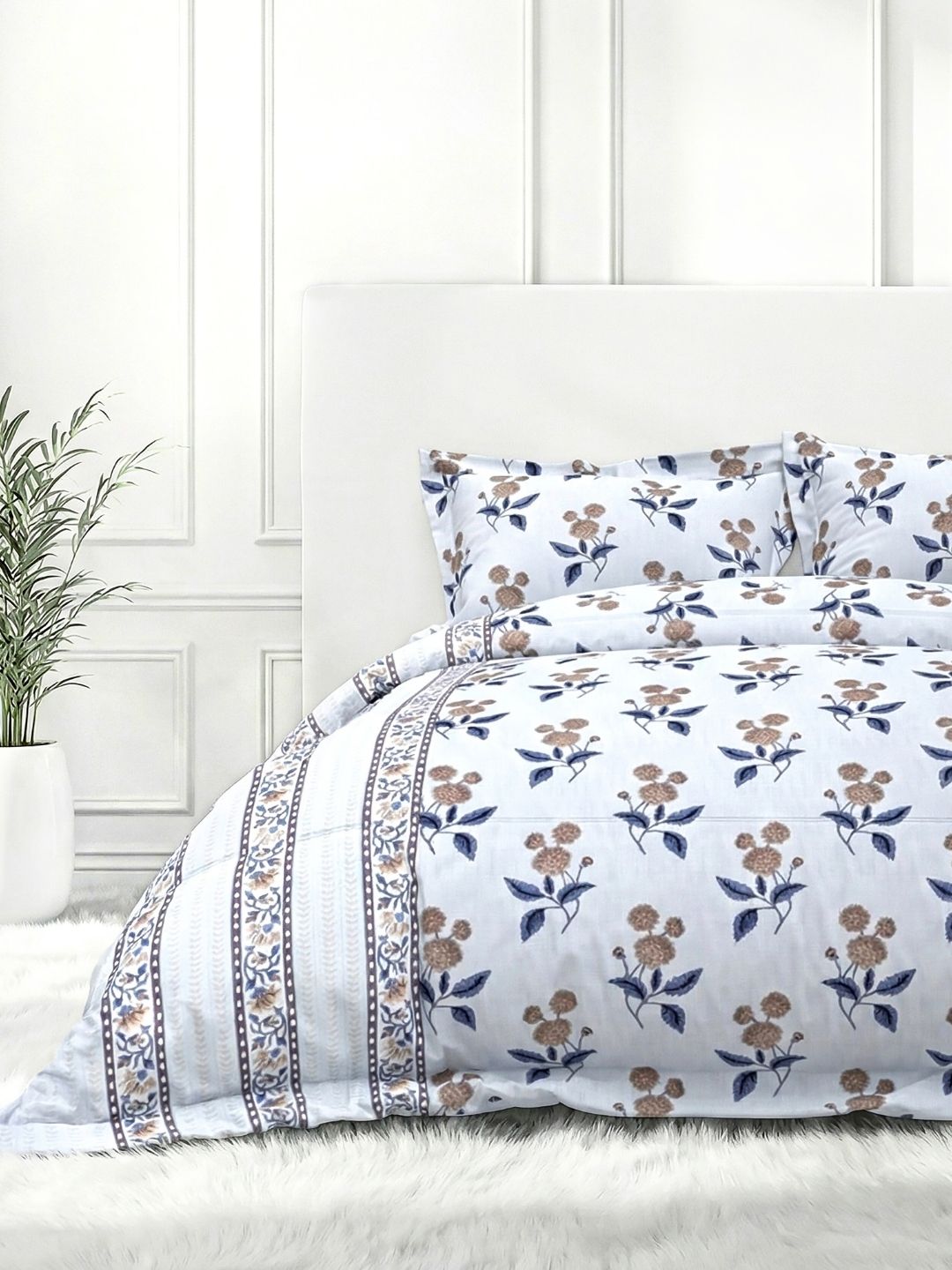 Pure Cotton King Size Bedsheet Set with 2 Pillow Covers - Aqua Blue