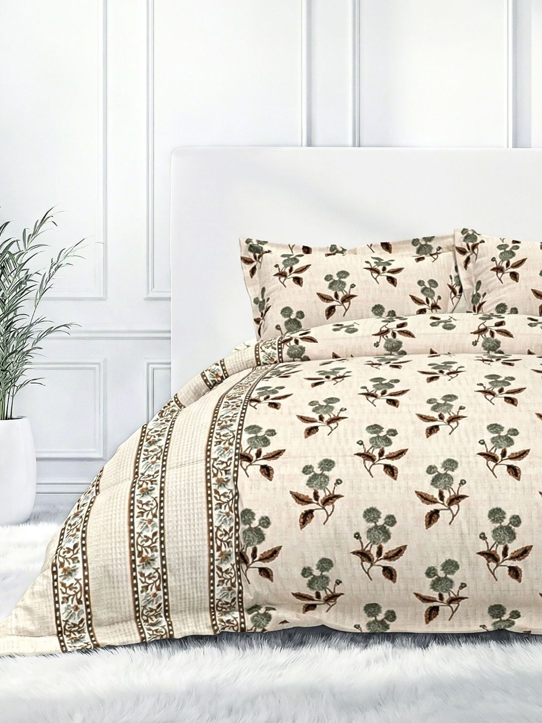 Pure Cotton King Size Bedsheet Set with 2 Pillow Covers - Taupe Brown
