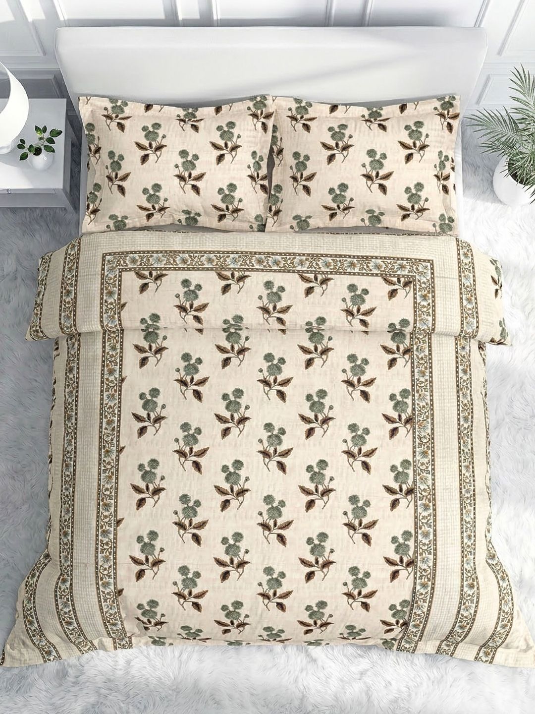 Pure Cotton King Size Bedsheet Set with 2 Pillow Covers - Taupe Brown
