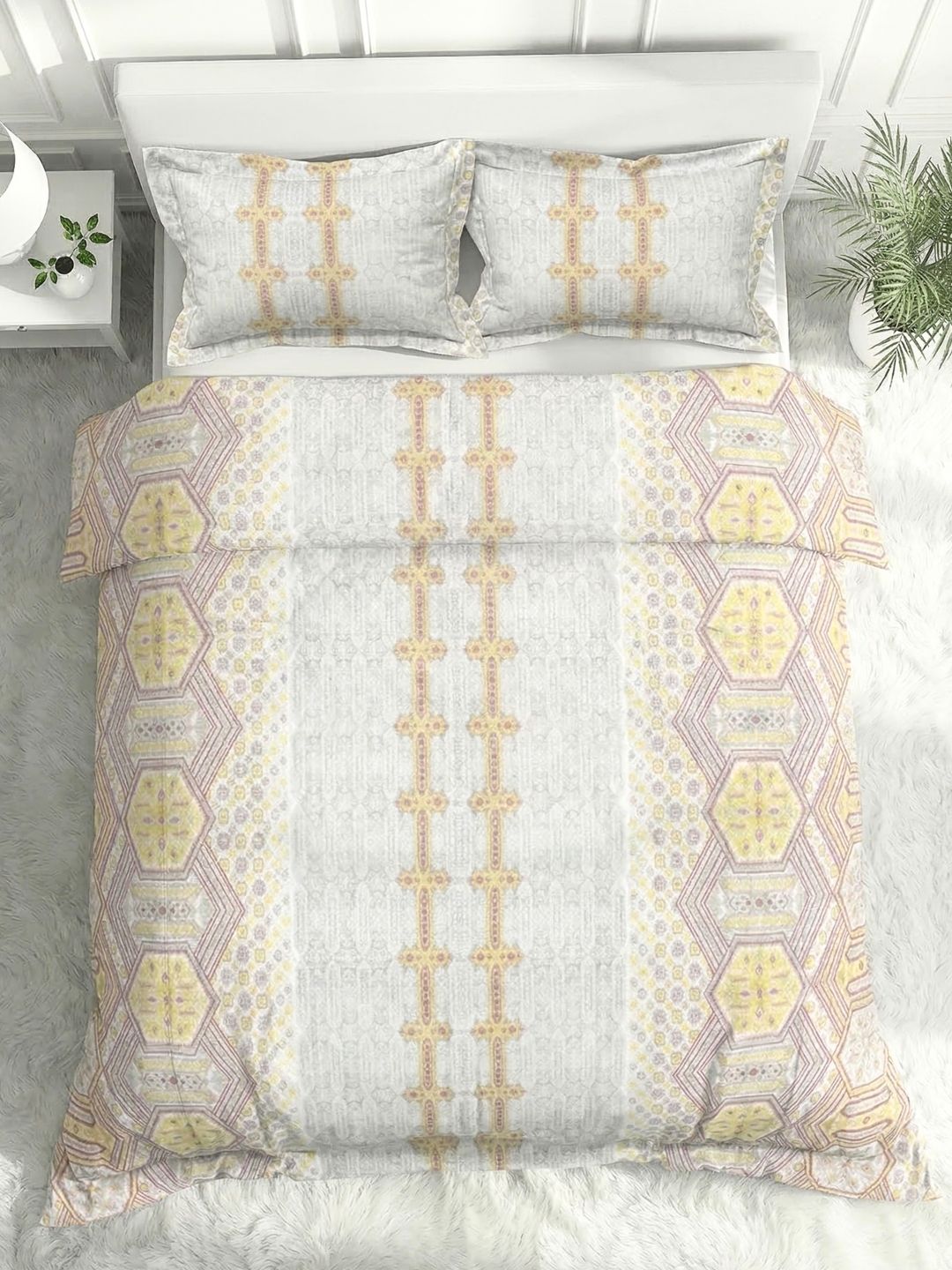 Pure Cotton King Size Bedsheet Set with 2 Pillow Covers - Grey