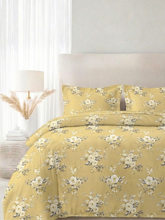 Blended Cotton Double Size Bedsheet with 2 Pillow Covers - Sunshine Garden