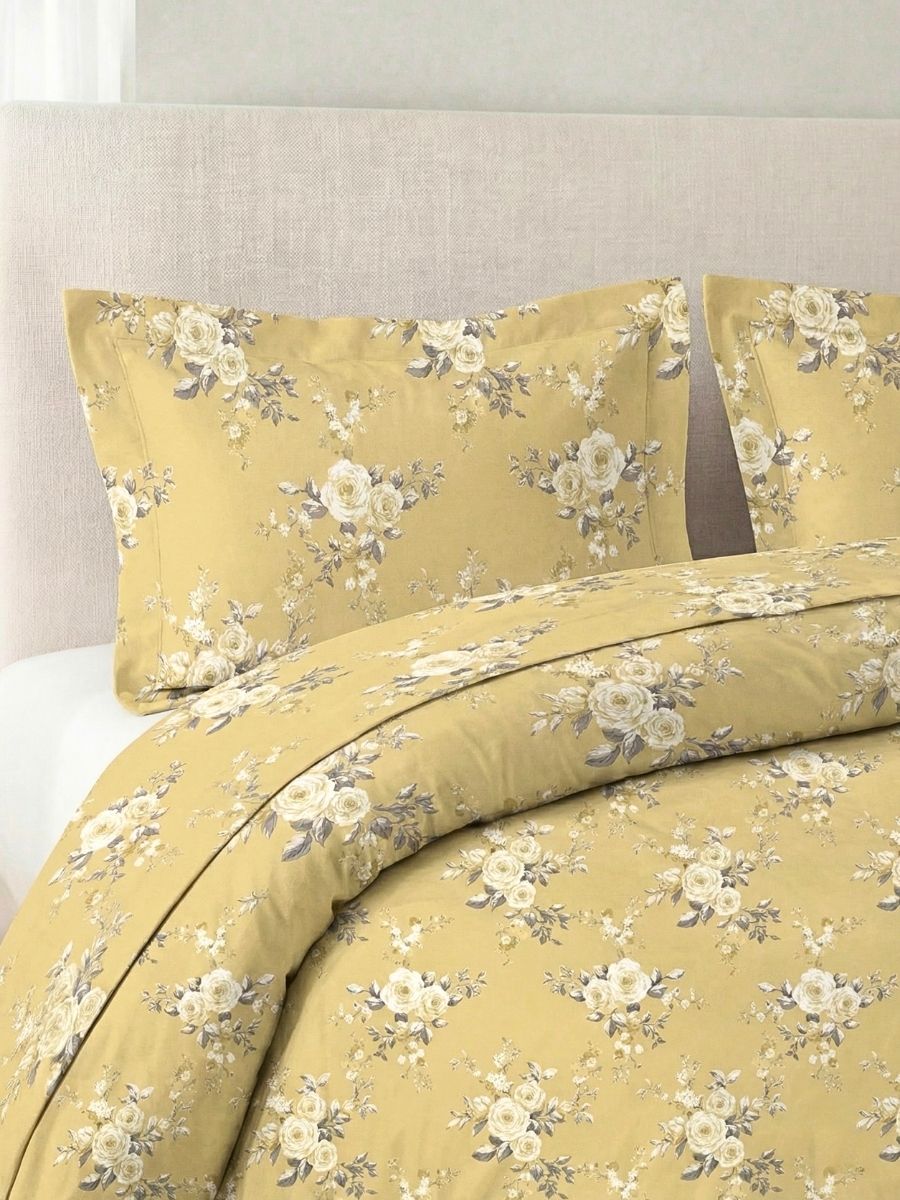 Blended Cotton Double Size Bedsheet with 2 Pillow Covers - Sunshine Garden