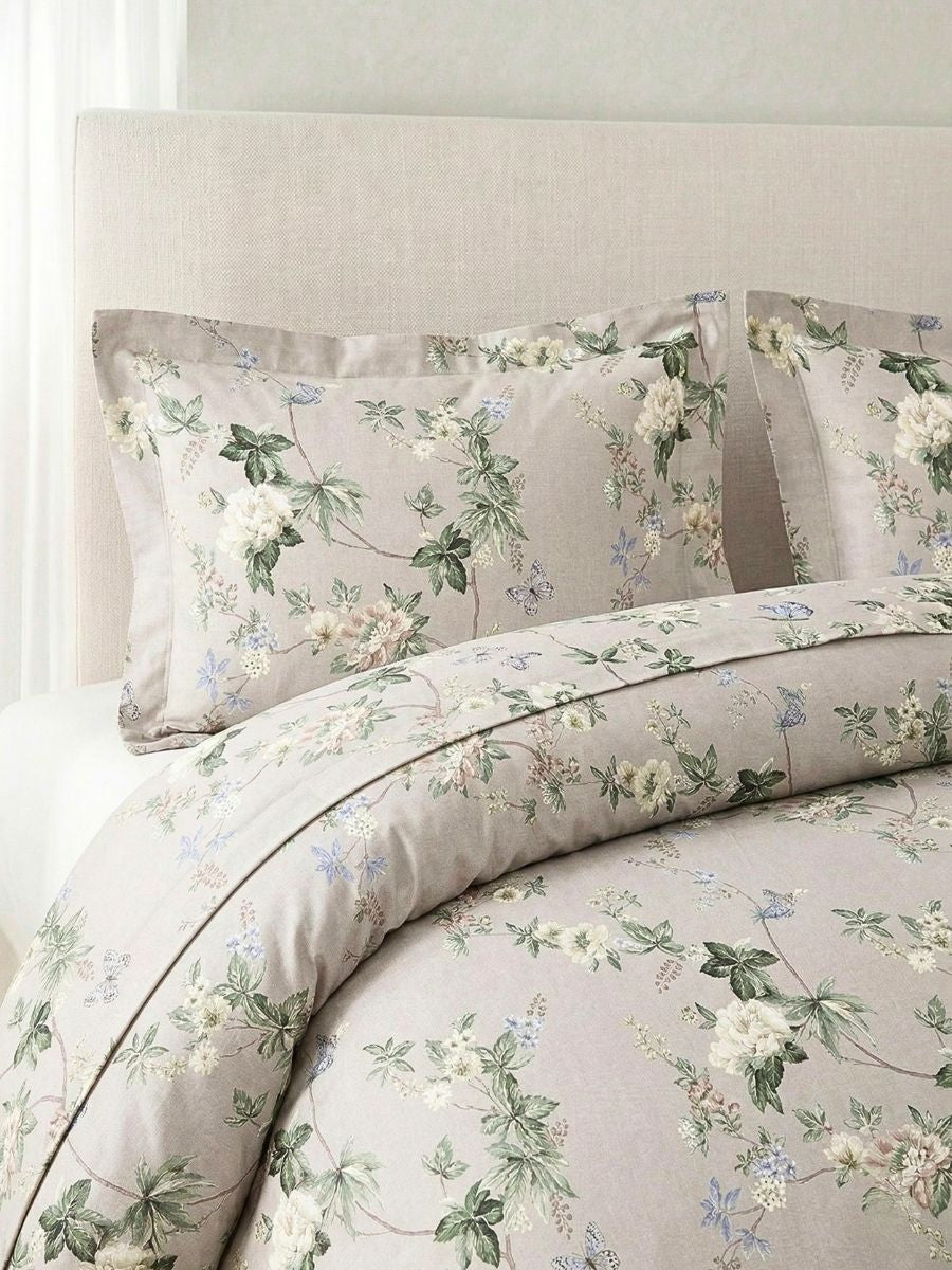 Blended Cotton Double Size Bedsheet with 2 Pillow Covers - Wildflower Vines
