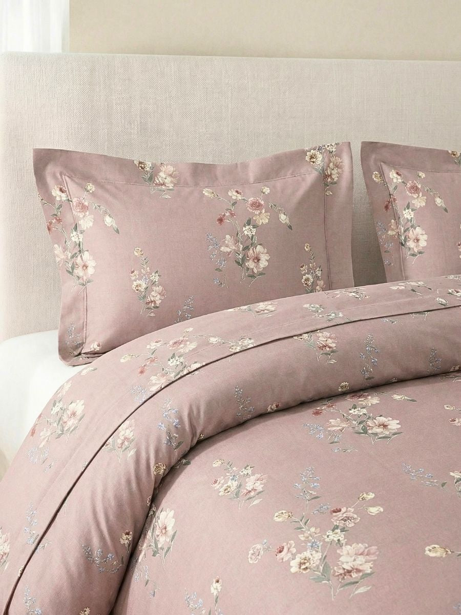 Blended Cotton Double Size Bedsheet with 2 Pillow Covers - Blush Rose Meadow