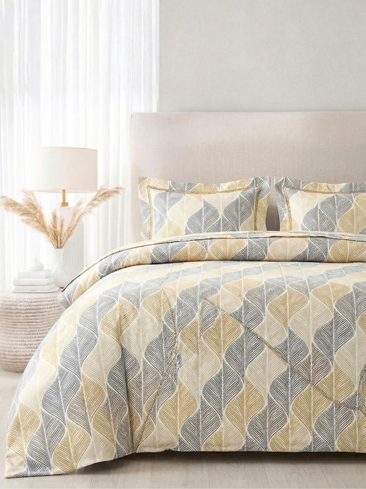 Blended Cotton Double Size Bedsheet with 2 Pillow Covers - Etched Wave